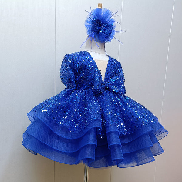 Girl First Communion Dress Toddler Sequin Fluffy Beauty Pageant Birthday Princess Dress