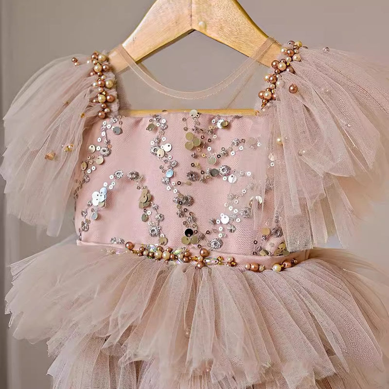 Cute  Baby Girl  Sequins Puffy Dress Toddler Birthday Pageant  Princess Dress