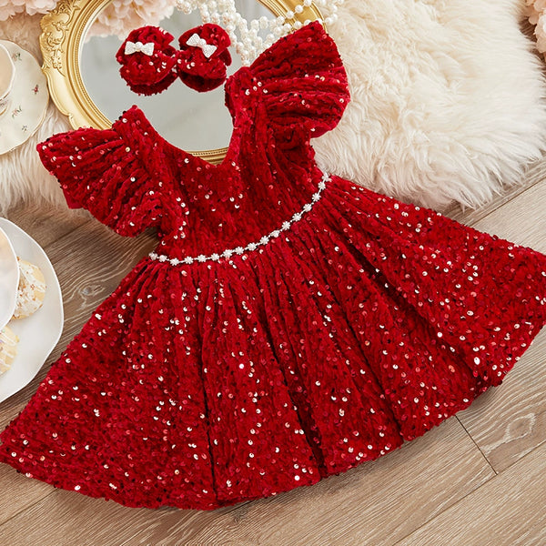 Baby Girl Red Communion Dress Girl Birthday Princess Dress