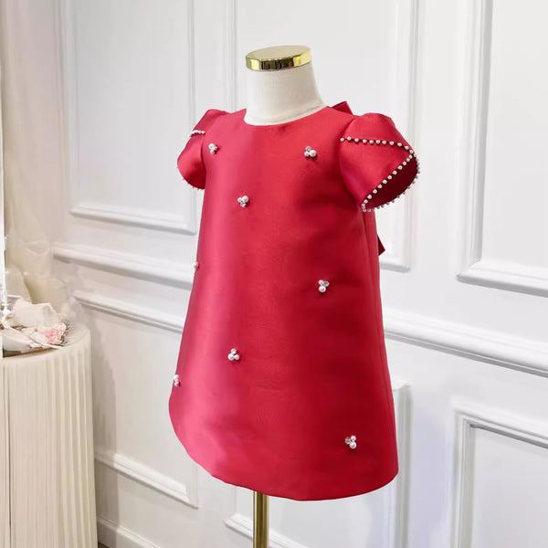 Girls Prom Red A-line Dress Baby Girl Birthday Princess Dress
