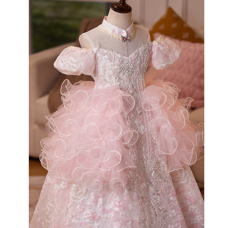 Girls' Birthday Dress Girl's Prom Princess Dress Flower Girl Pink Wedding Dress