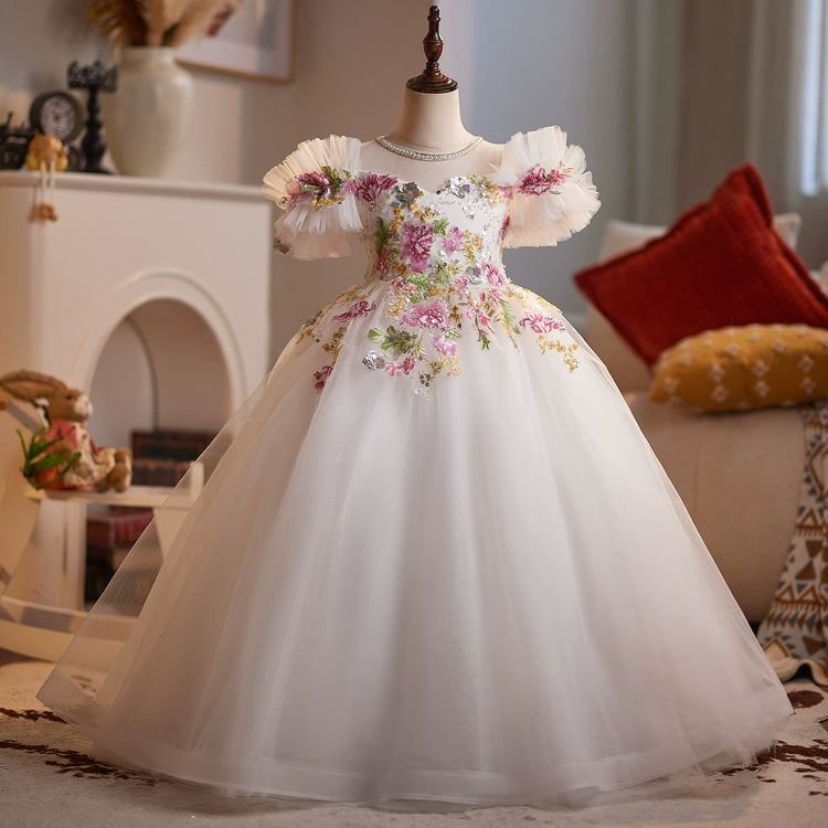 Girls Birthday Party Dress Children's Beauty Pageant Dress Flower Girl Princess Dress