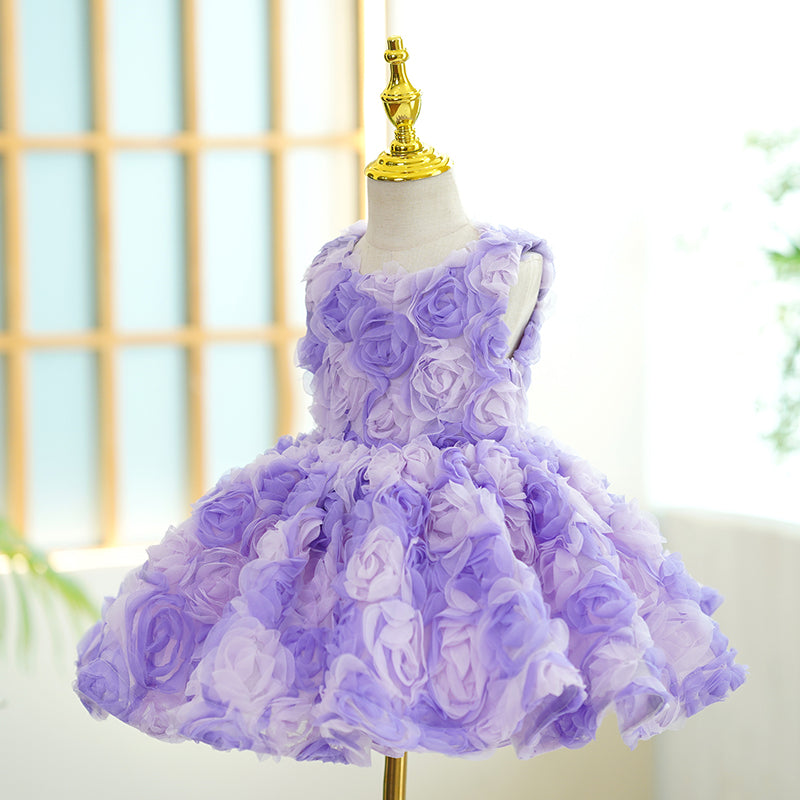 Baby Girl Birthday Wedding Party Sleeveless Zipper Flower Princess Dress