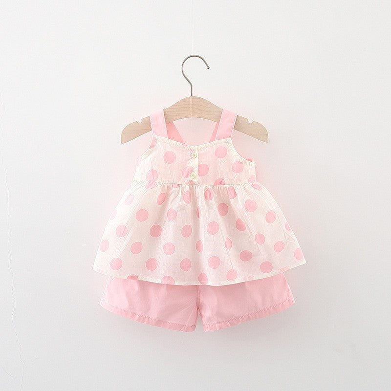 Big Bow Back Polka-dot Suspenders Two-piece Set