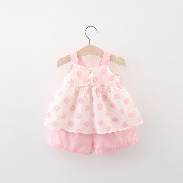 Big Bow Back Polka-dot Suspenders Two-piece Set