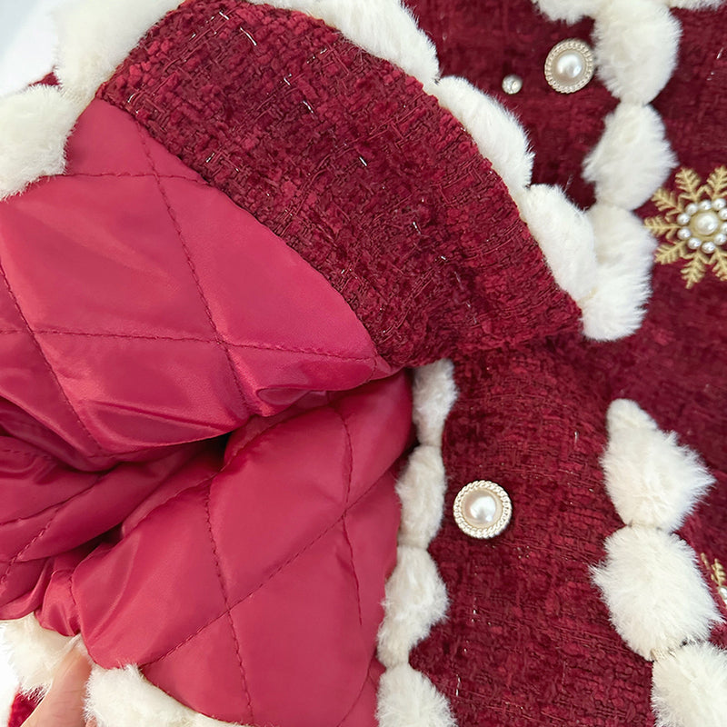 Baby Girl Winter Coat Vest Dress Two-piece Set