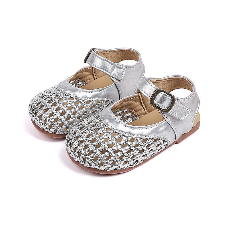 Girls Cute New Summer Woven Closed Toe Shoes
