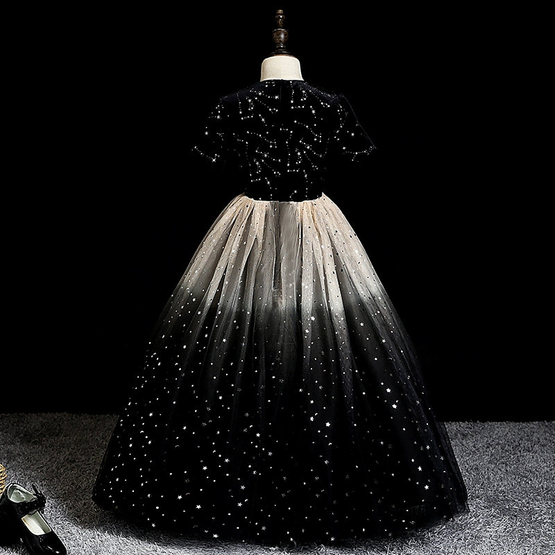 Elegant Baby Girl Black and White Gradient Sequin Evening Dress Toddler Ball Princess Dress