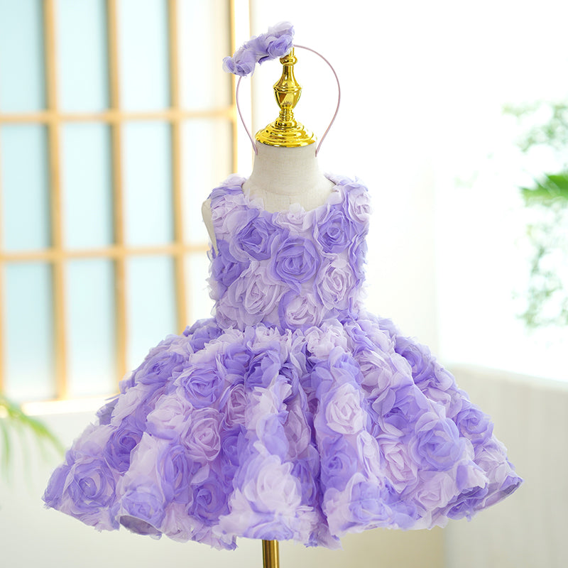 Baby Girl Birthday Wedding Party Sleeveless Zipper Flower Princess Dress