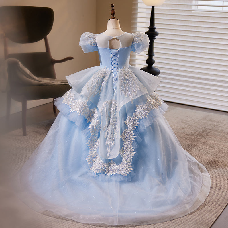 luxury princess dress Luxury Princess Wedding Dresses V-Neck Long Sleeve Lace Applique Bridal Gowns