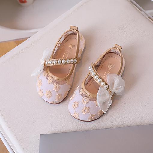 Bow Pearl Mesh Flower Princess Shoes