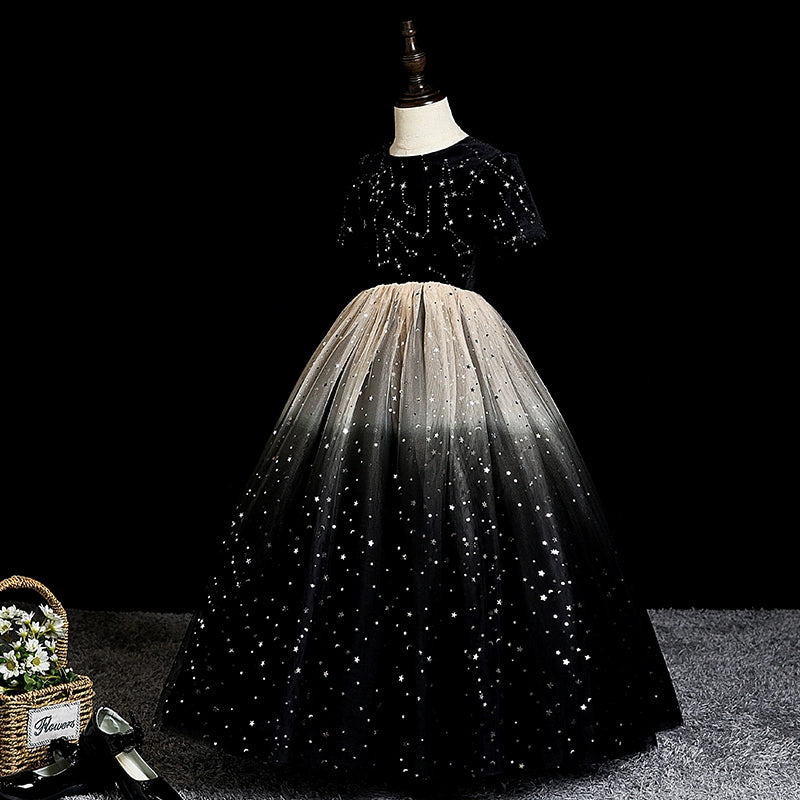 Elegant Baby Girl Black and White Gradient Sequin Evening Dress Toddler Ball Princess Dress