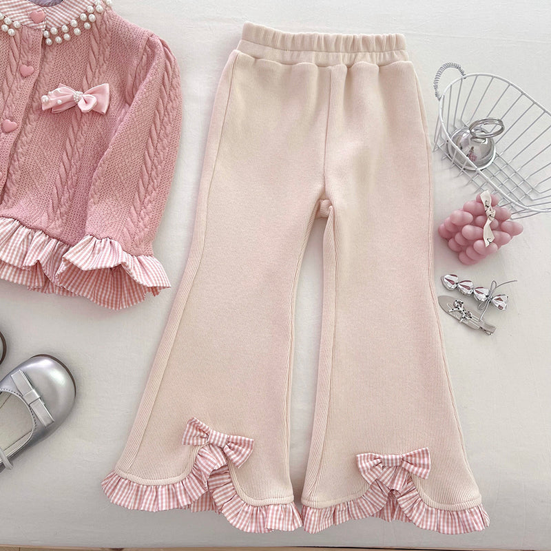 Girls' Knitted Sweater and Flared Trousers Two-piece Suit