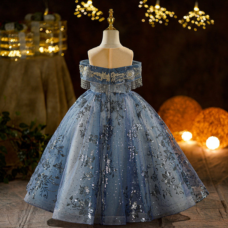 Luxury Cute Baby Girl Formal Dresses Toddler Birthday Party Ball Gown, Blue / 7-8 Years (140cm) Luxury Cute Baby Girl Formal Dresses Toddler Birthday Party Ball Gown, Blue / 7-8 Years (140cm)