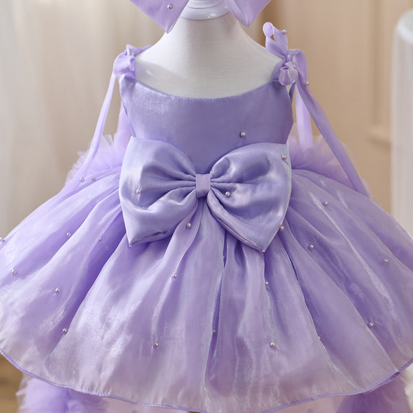Girls Purple Party Princess Dress Baby Birthday Dress