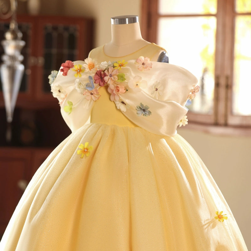 Children's Yellow Ball Gown Princess Dress Flower Girl Wedding