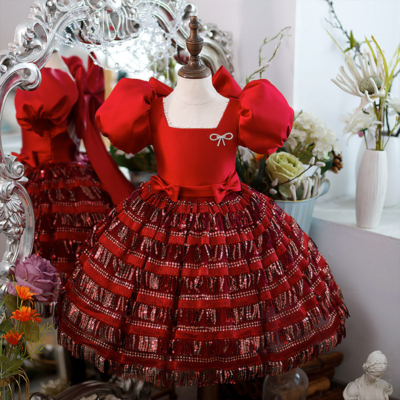 Girl Christmas Dress Toddler Prom Dress Girl Party Pageant Sequin Big Bowknot Fluffy Princess Dress, Red / 0-1 Year (80cm) Girl Christmas Dress Toddler Prom Dress Girl Party Pageant Sequin Big Bowknot Fluffy Princess Dress, Red / 0-1 Year (80cm)