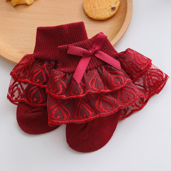 Girls' Double-layered Lace Princess Socks