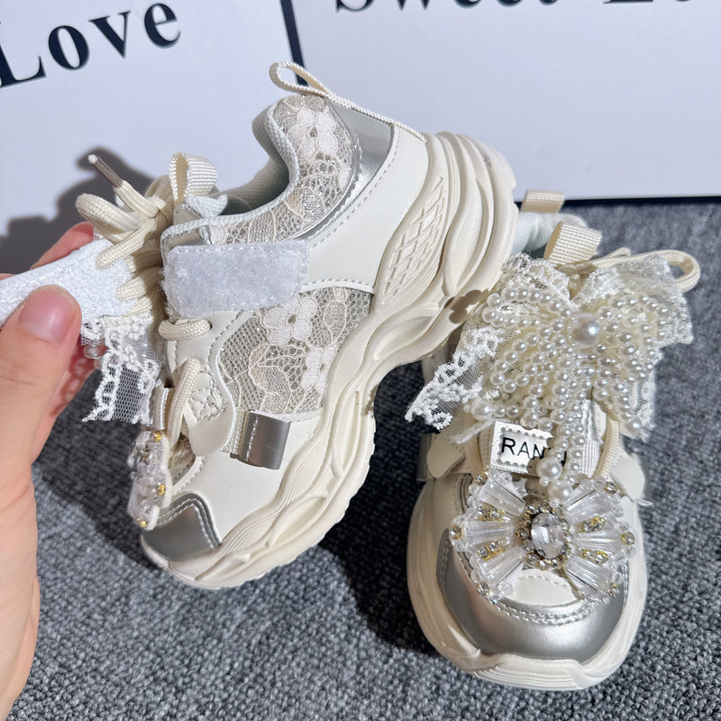 Autumn Girls' Thick-soled Velcro Running Shoes