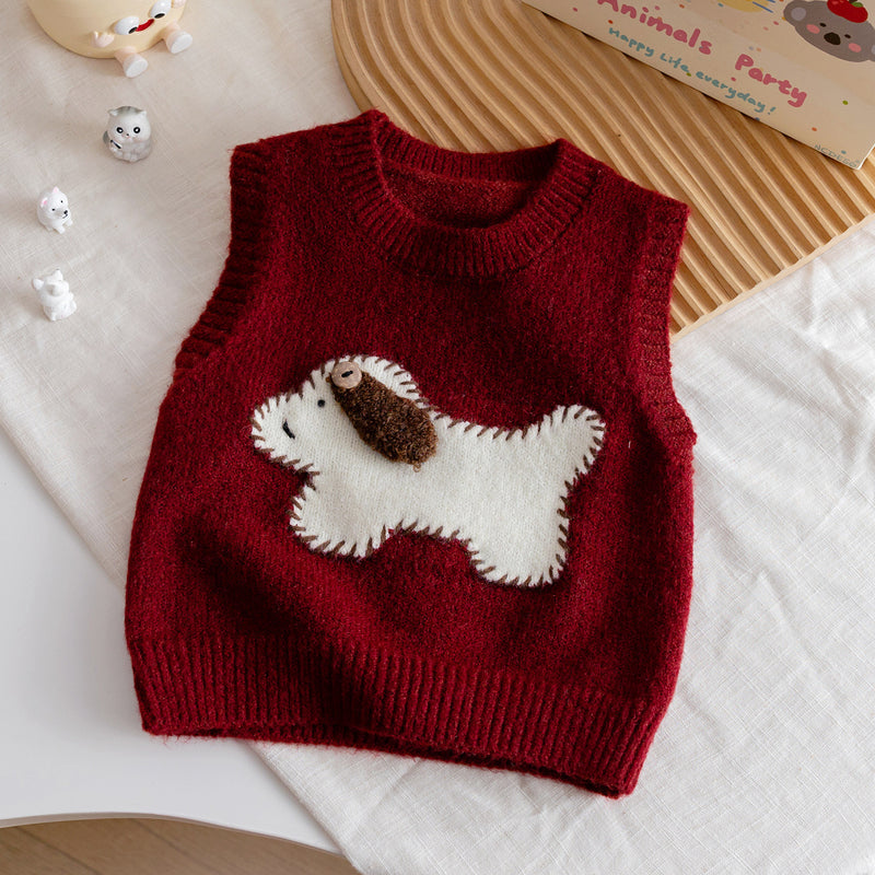 Girls Autumn Cute Cartoon Knitted Vest