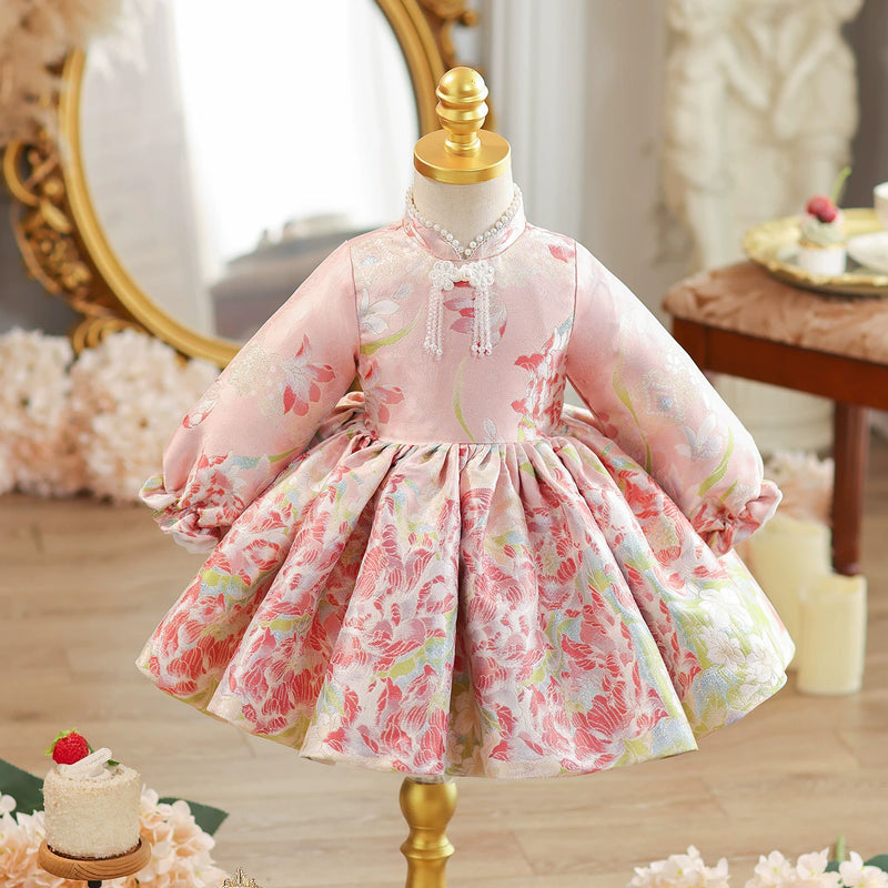 chinese dress ladies Baby Pink Birthday Dress Flower Girl Dresses Toddler Ball Gowns