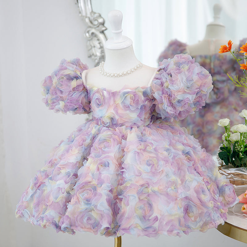 Toddler Prom Dress Girl Birthday Party Wedding Communion Dress Flower Fluffy Dress