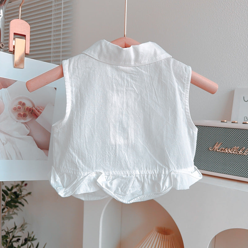 Girls Flying Sleeve Suit Summer Girls Shirt Wide Leg Pants Two-piece Suit