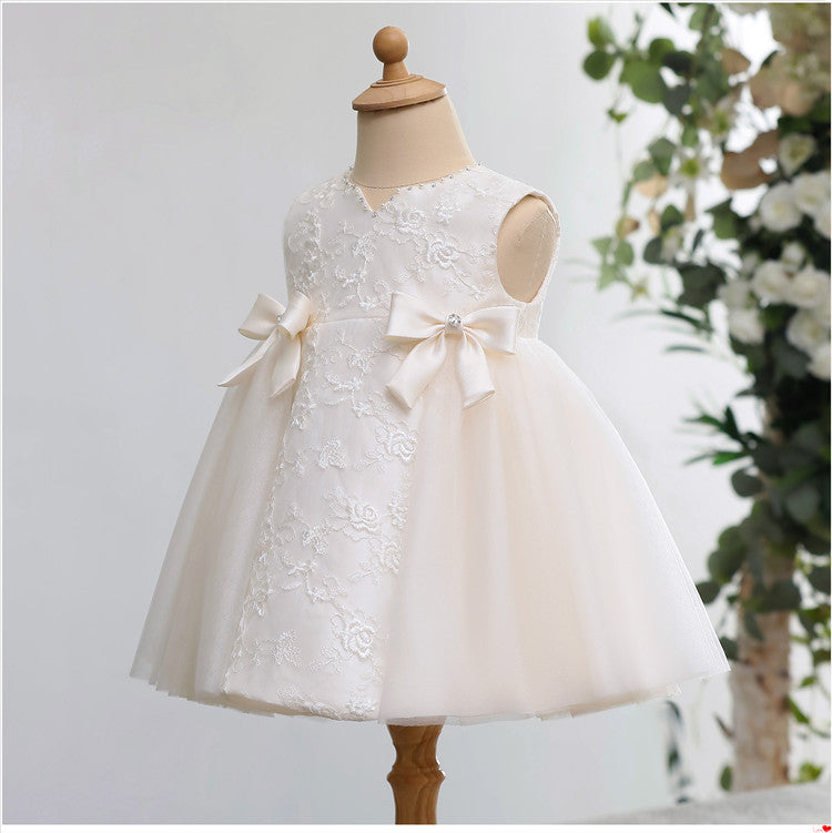 Toddler bow-knot lace Pageant princess dress