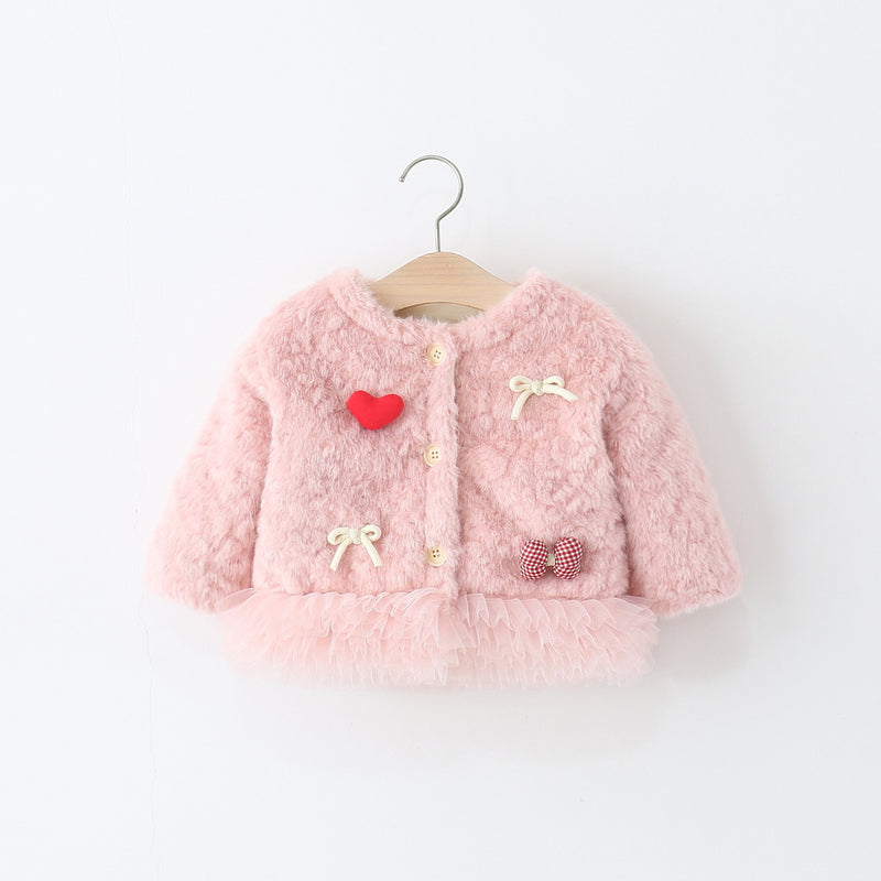 Girls' Winter Mesh Patchwork Warm Coat