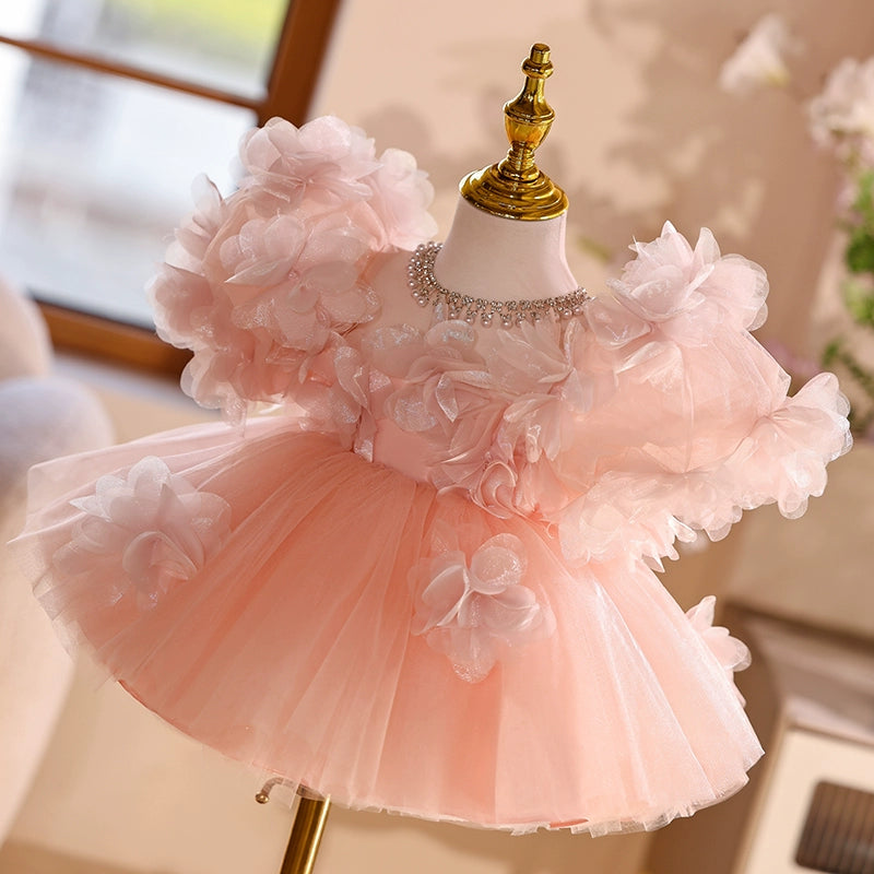Girls Pink Dress Flower Girl Wedding Dress Girl Birthday Princess Dress
