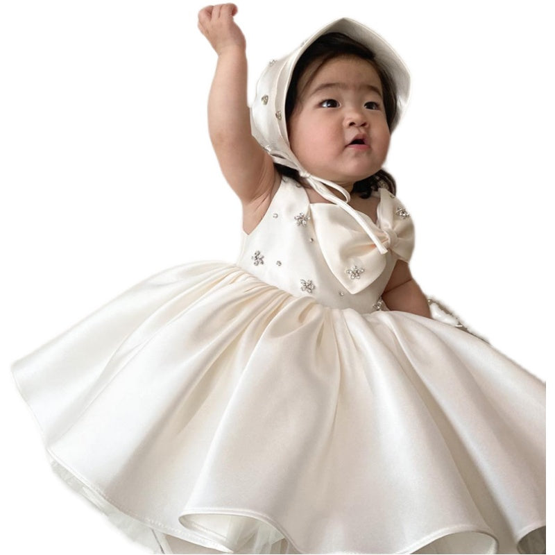 Flower Girl Dress Toddler Baptism Communion Christening sleeveless Birthday Party Dress