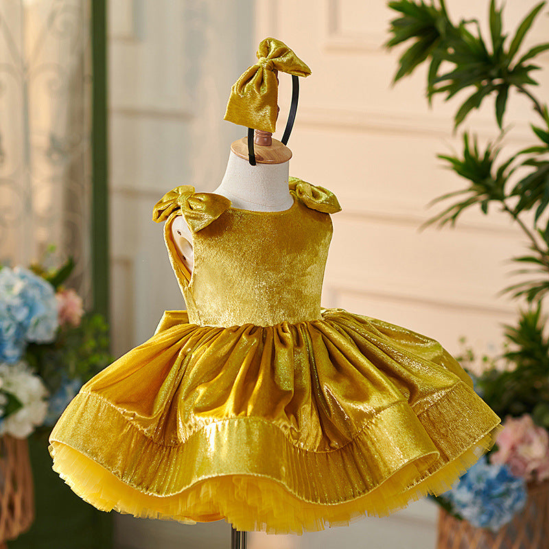 Cute Baby Girl Beauty Pageant Dress Toddler First Birthday Party Princess Dress, Gold / 5-6 Years (130cm) Cute Baby Girl Beauty Pageant Dress Toddler First Birthday Party Princess Dress, Gold / 5-6 Years (130cm)