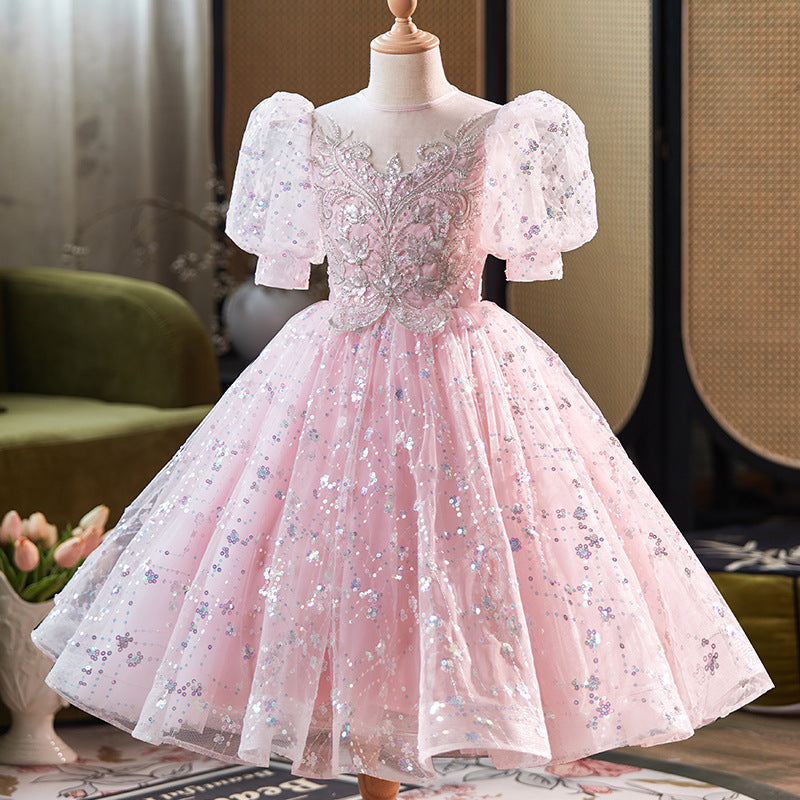 Sequined Mesh Fluffy Birthday Dress for Little Girls Princess Dress marryshe Sequined Mesh Fluffy Birthday Dress for Little Girls Princess Dress marryshe
