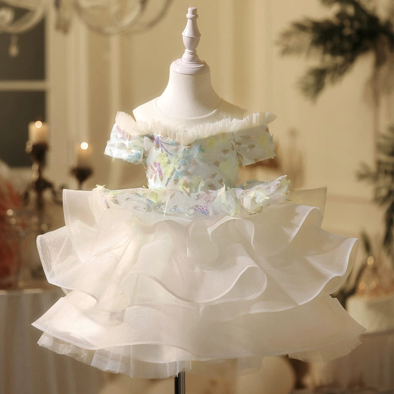 Cute Girl Birthday Dress Flower Girl White Wedding Dress