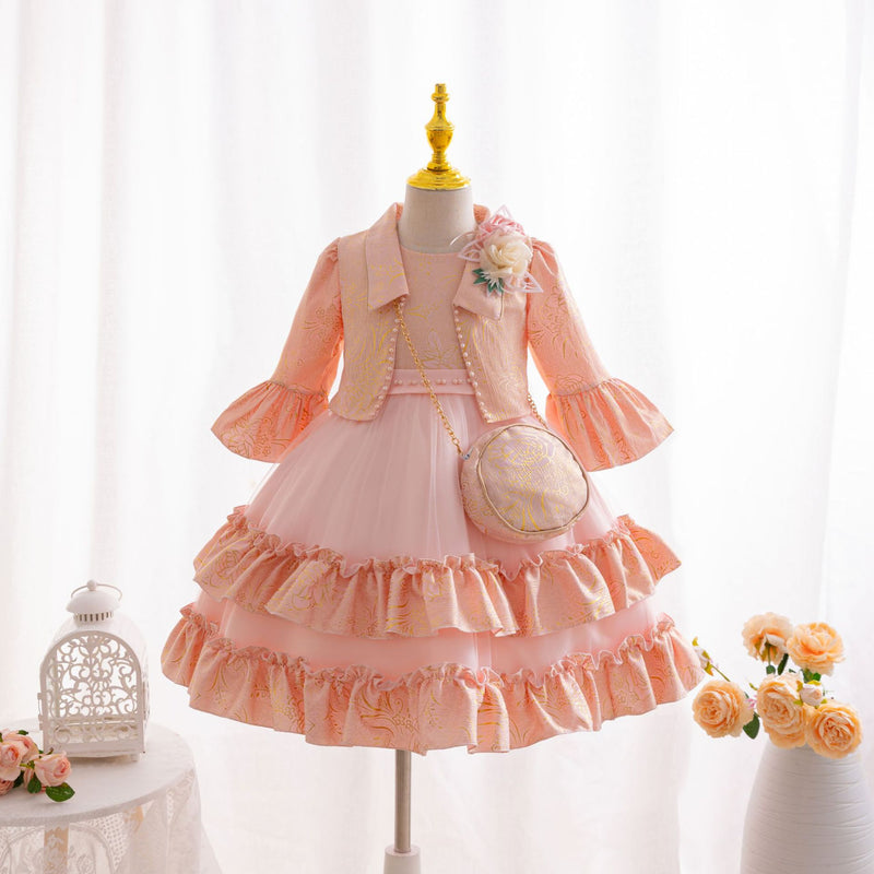 Cute Children's Communion Dress Girls Birthday Princess Dress Three-piece Set