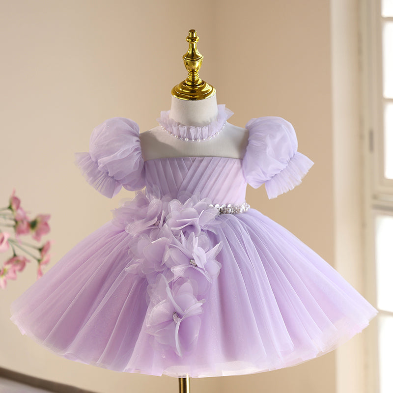 Flower Girl Wedding Dress Girls Puff Sleeve Birthday Princess Dress
