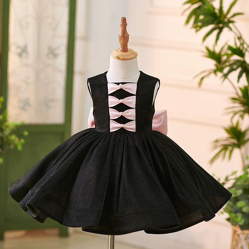 Elegant Baby Girls Black Sleeveless Bow Puff Birthday Dress Toddler Ball Gowns, Black / 5-6 Years (130cm) Elegant Baby Girls Black Sleeveless Bow Puff Birthday Dress Toddler Ball Gowns, Black / 5-6 Years (130cm)