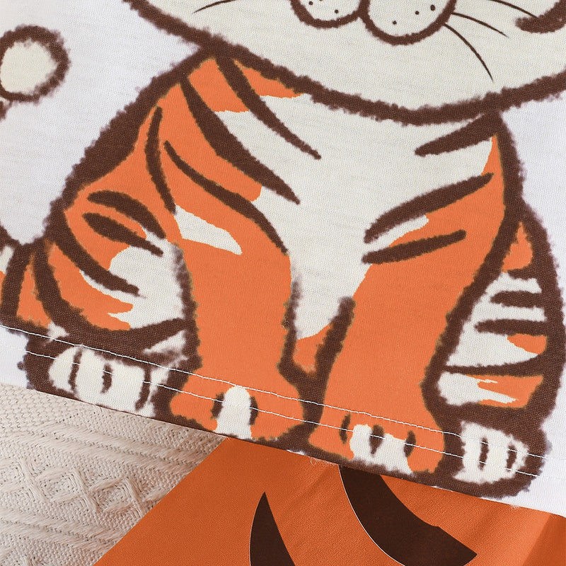 Summer New Baby Cute Tiger T-shirt Shorts Two-piece Set
