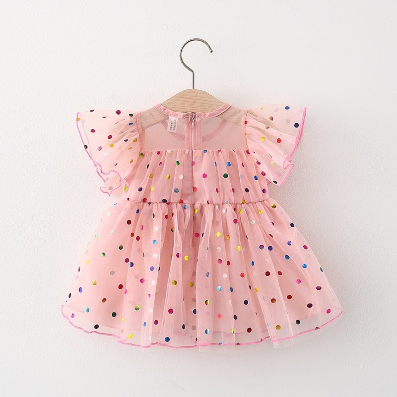 Baby Girl Summer Colored Dots Zip Back Dress