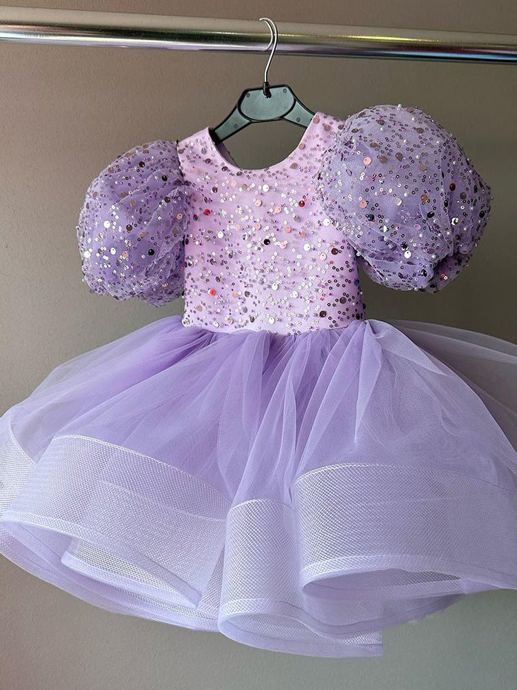 Cute Toddler Christmas Sequin Pageant Dress  Baby Girl First Communion Princess Dress