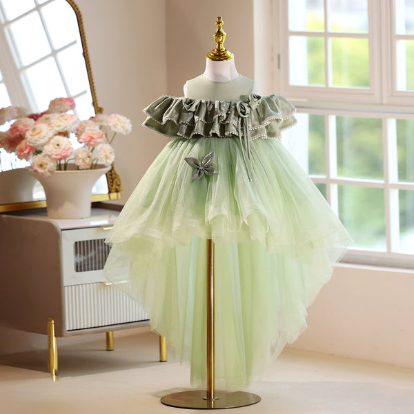 Children's Green Ball Gown Girls Birthday Dress Flower Girl Princess Dress