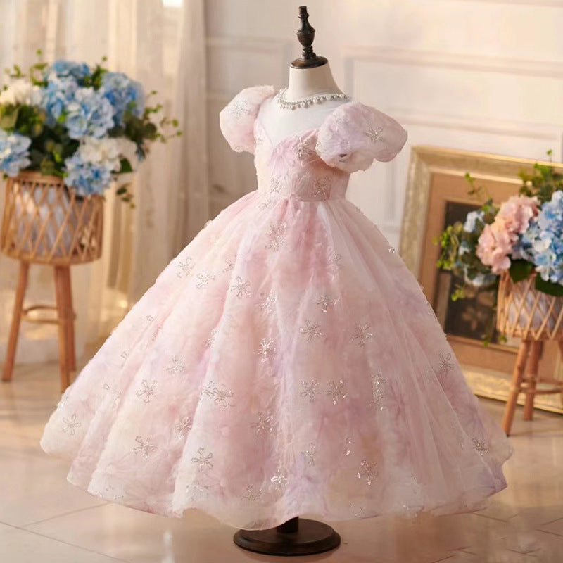 Pink Girls Birthday Dress Children's Wedding Princess Dress