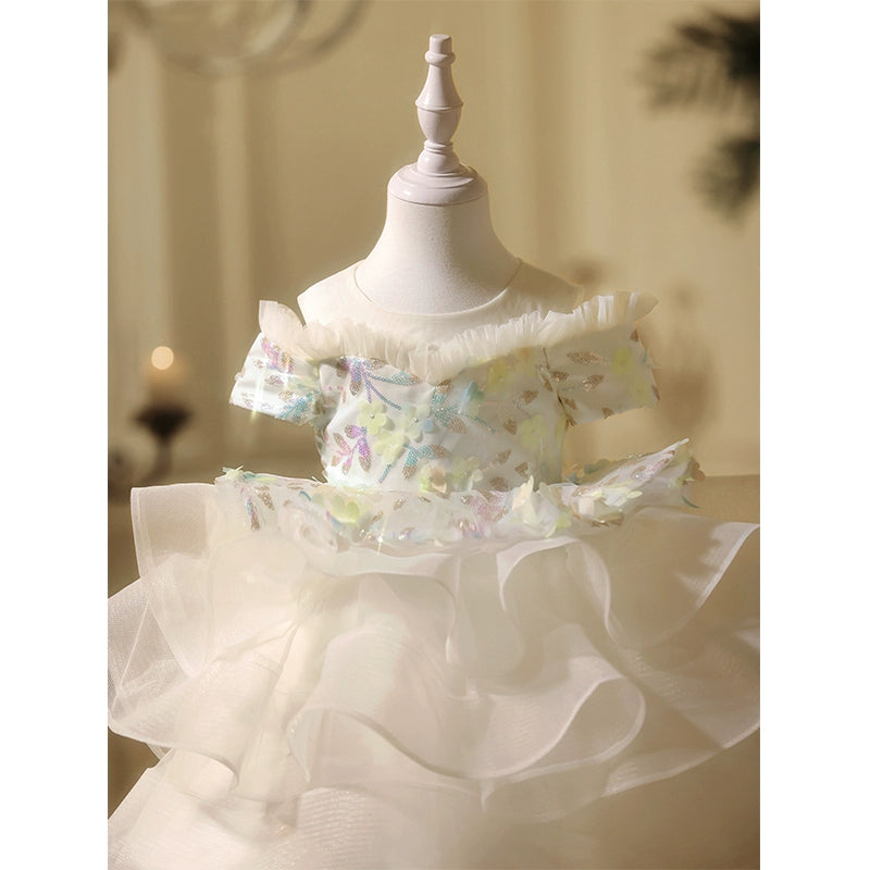 Cute Girl Birthday Dress Flower Girl White Wedding Dress