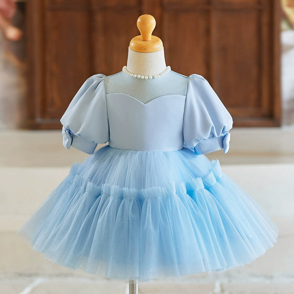 Baby Girl Birthday Dress Flower Girl Blue Wedding Princess Dress