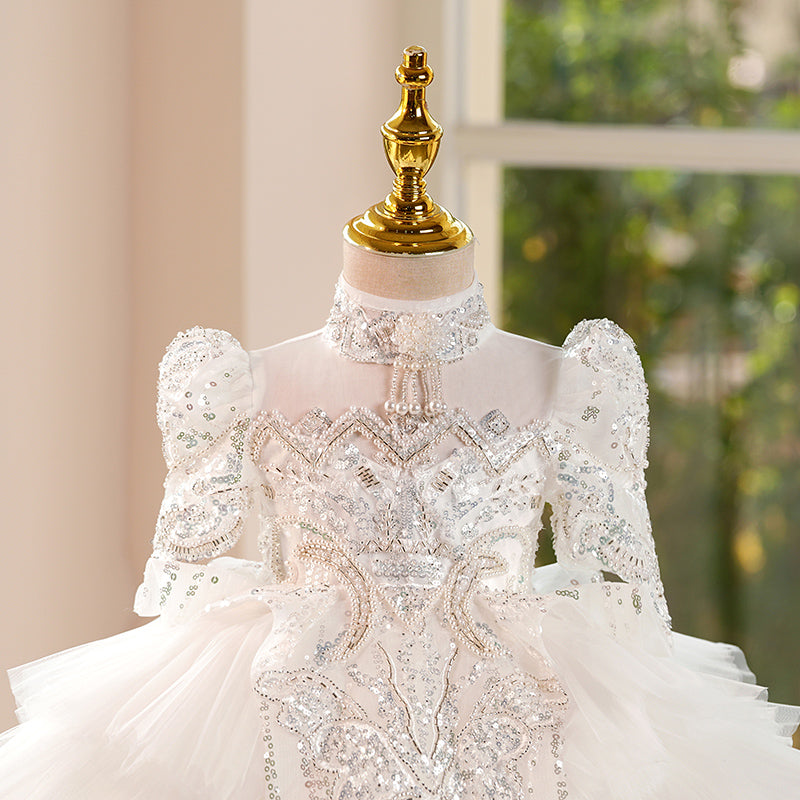 White Flower Girl Wedding Dress Girl Birthday Princess Dress White Flower Girl Wedding Dress Girl Birthday Princess Dress
