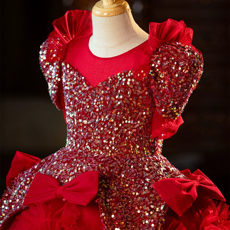 Red Girls Prom Dress Girls Birthday Party Princess Dress