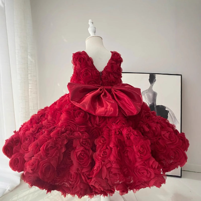 Girls Birthday Princess Dress Baby Red Christmas Dress Girls Communion Dress