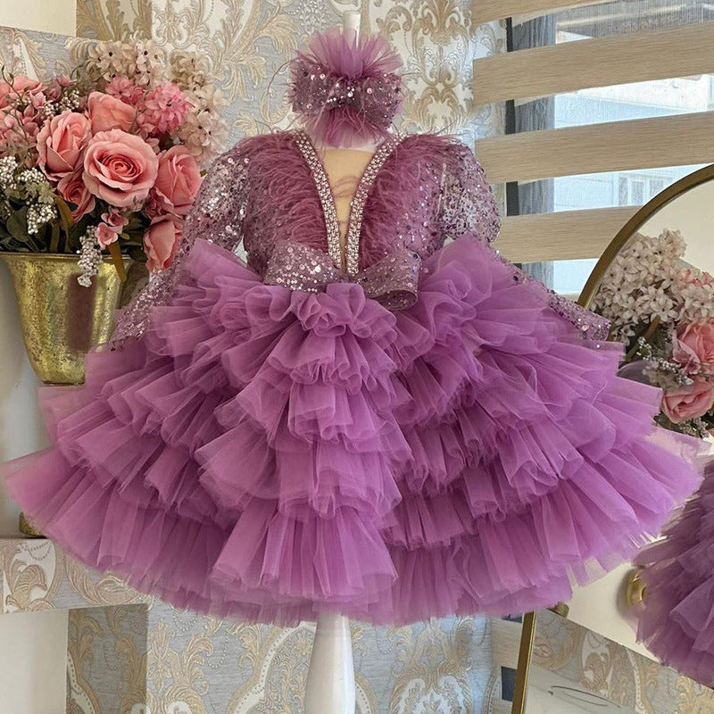 Luxurious Girls Sequins Puffy Ball Gown Toddler Birthday Pageant Dresses