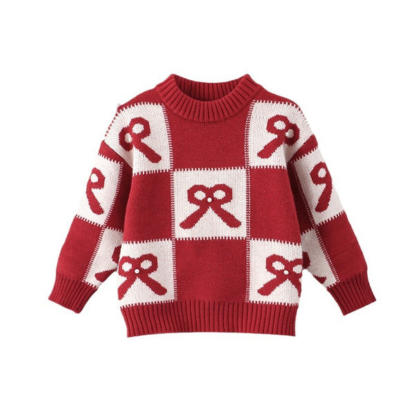 Girls Thickened Red Sweater New Year Sweater