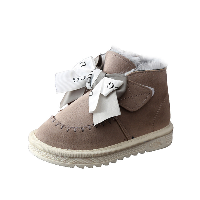 Winter Baby Girl Plush Warm Bow Shoes